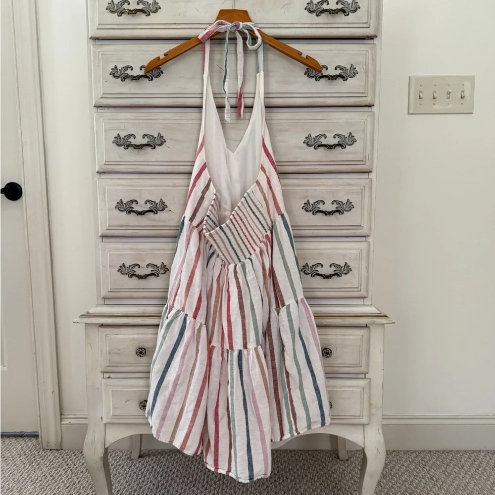 American Eagle Stripe Linen Halter Dress - Picture 3 of 6